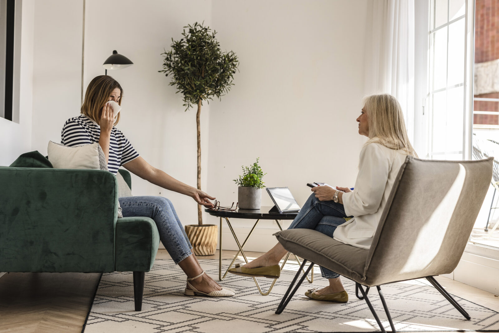 Client in a comfortable individual therapy session